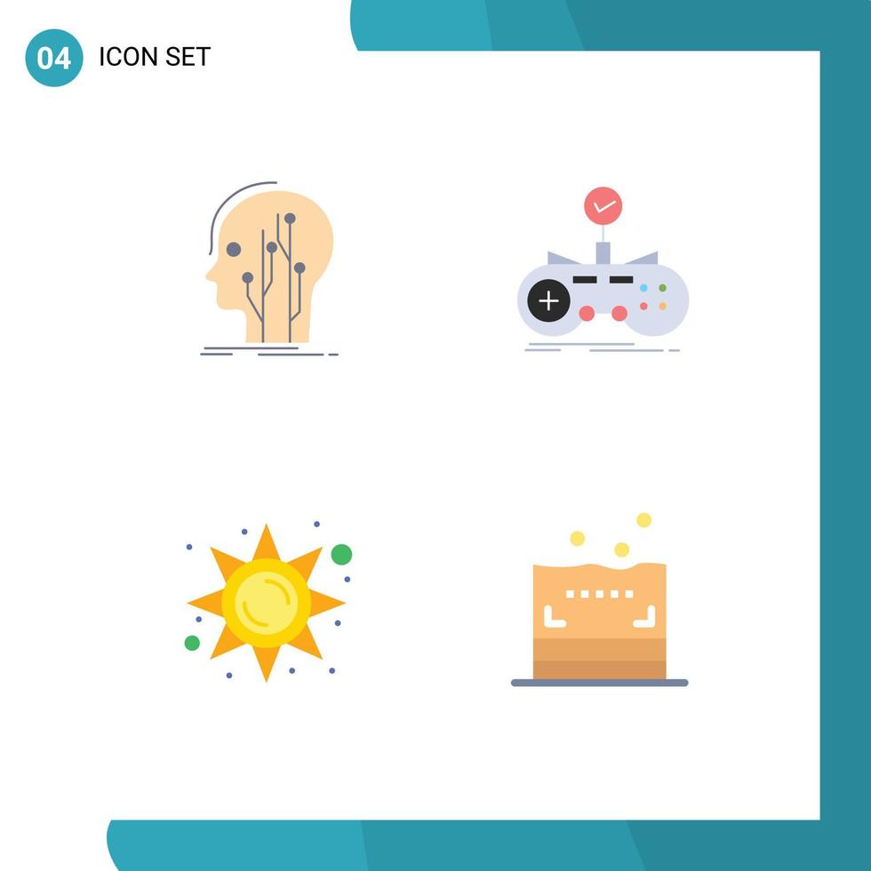 grupp av 4 modern platt ikoner uppsättning för data gaming kunskap kontrollant ljus redigerbar vektor design element