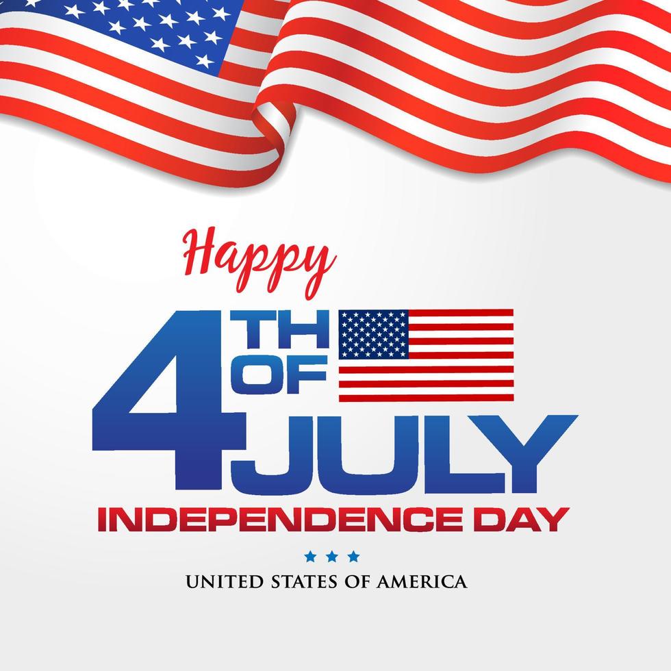 4. Juli. Happy Independence Day of America Banner mit wehender Flagge vektor