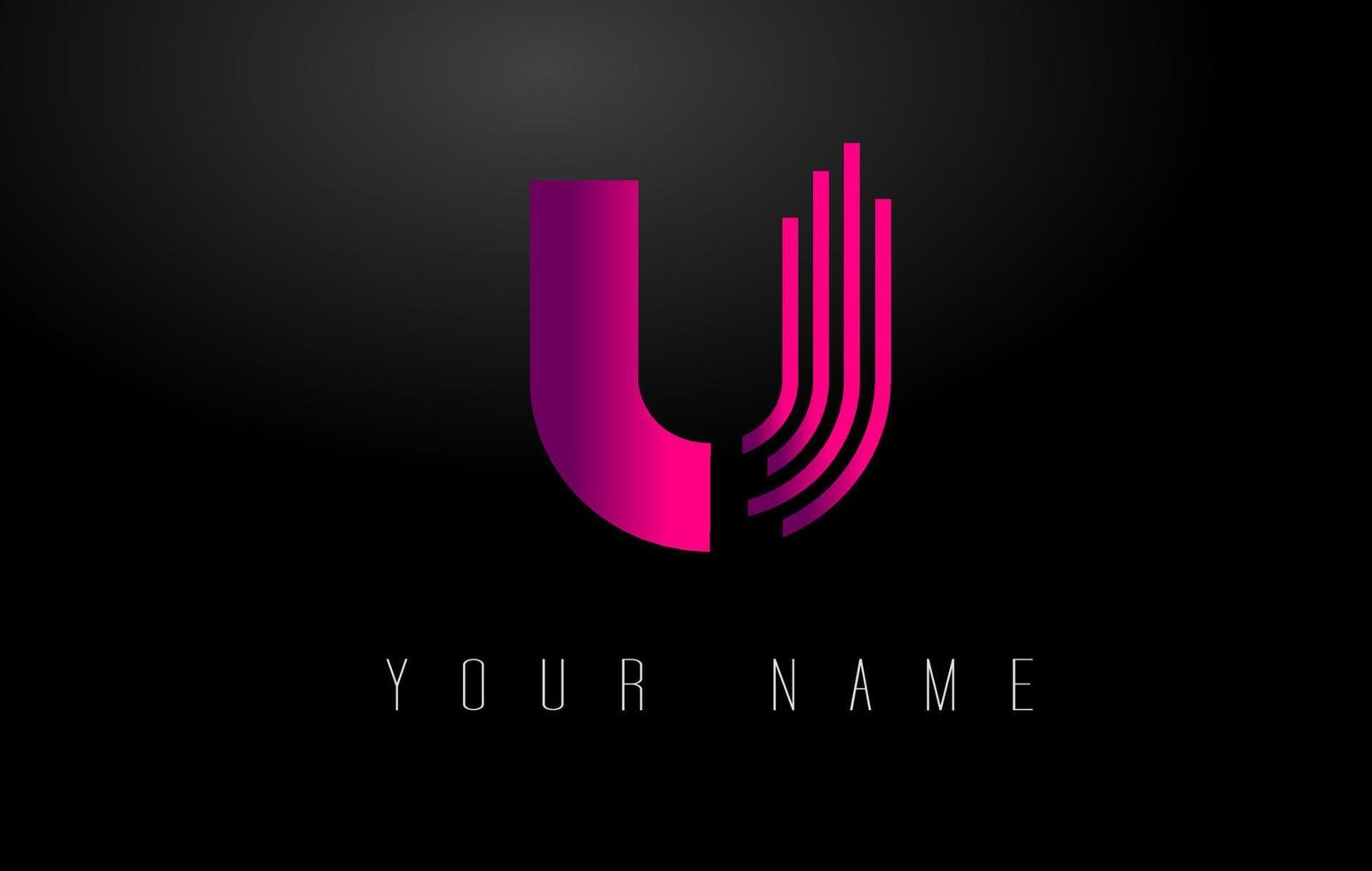 u Magenta-Linien-Buchstaben-Logo. Vektorvorlage für kreative Linienbuchstaben. vektor