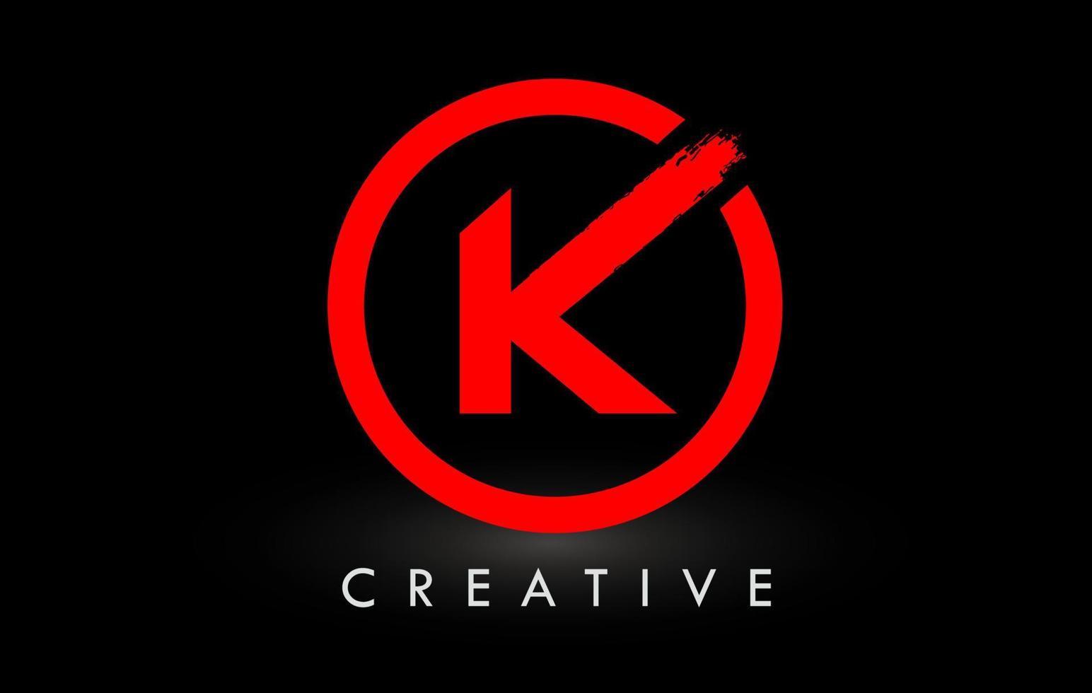 Logo-Design mit rotem k-Bürstenbuchstaben. kreative gebürstete Buchstaben Symbol Logo. vektor