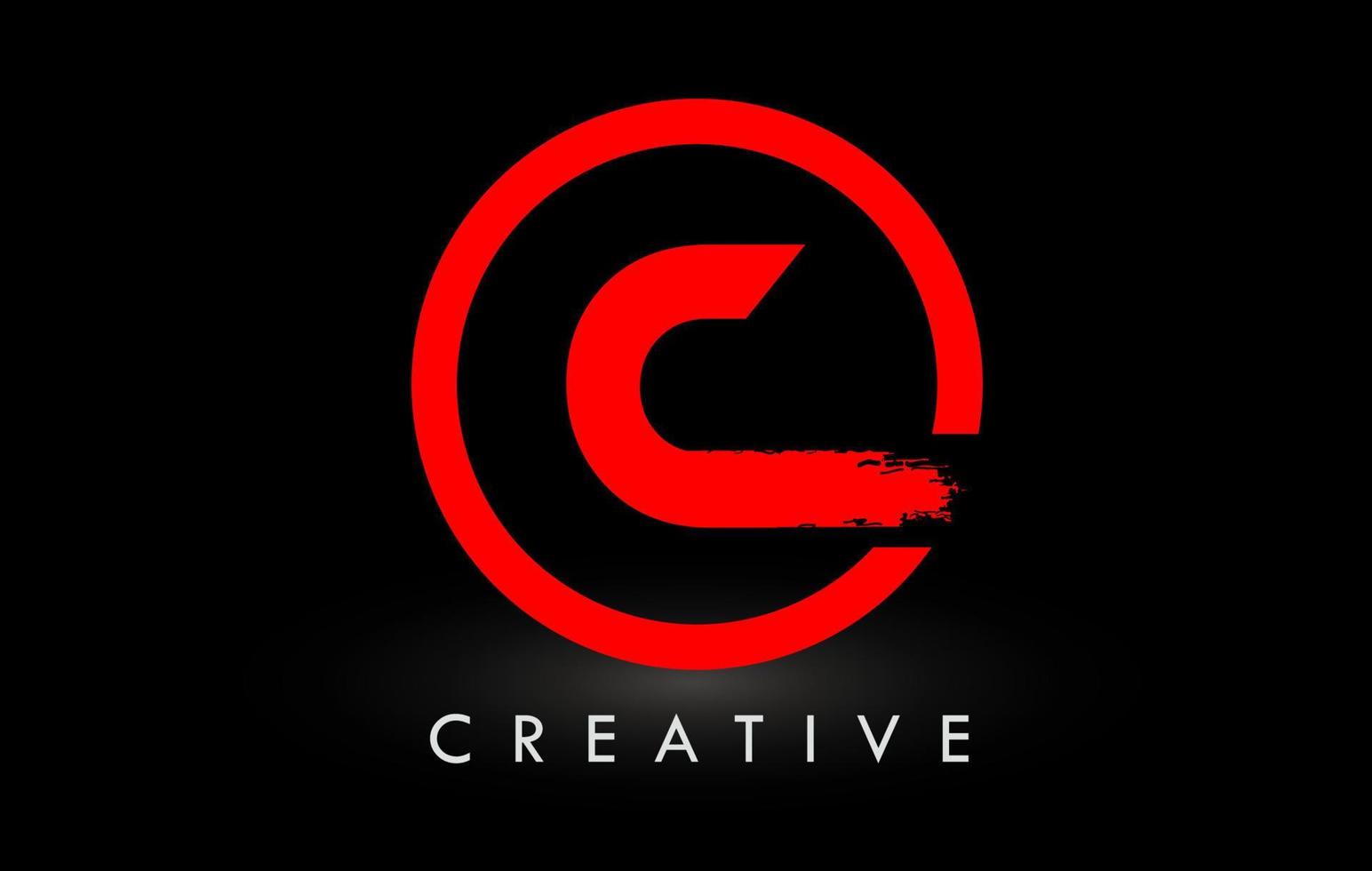 röd c borsta brev logotyp design. kreativ borstat brev ikon logotyp. vektor