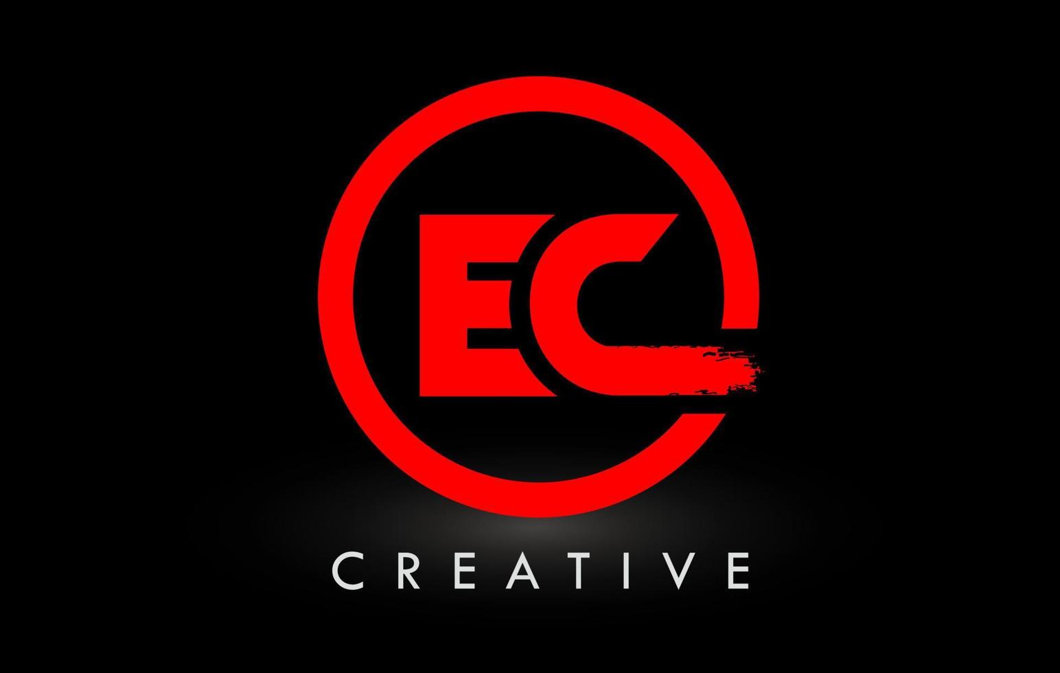 Logo-Design mit roten ec-Bürstenbuchstaben. kreative gebürstete Buchstaben Symbol Logo. vektor