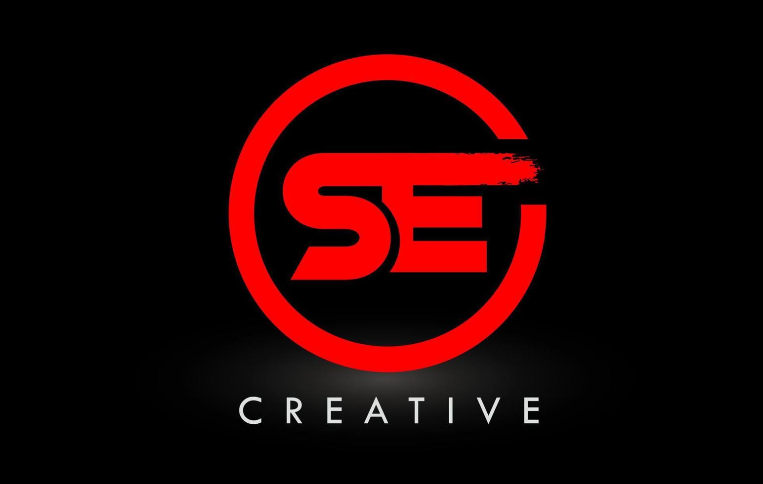 Logo-Design mit rotem se-Bürstenbuchstaben. kreative gebürstete Buchstaben Symbol Logo. vektor