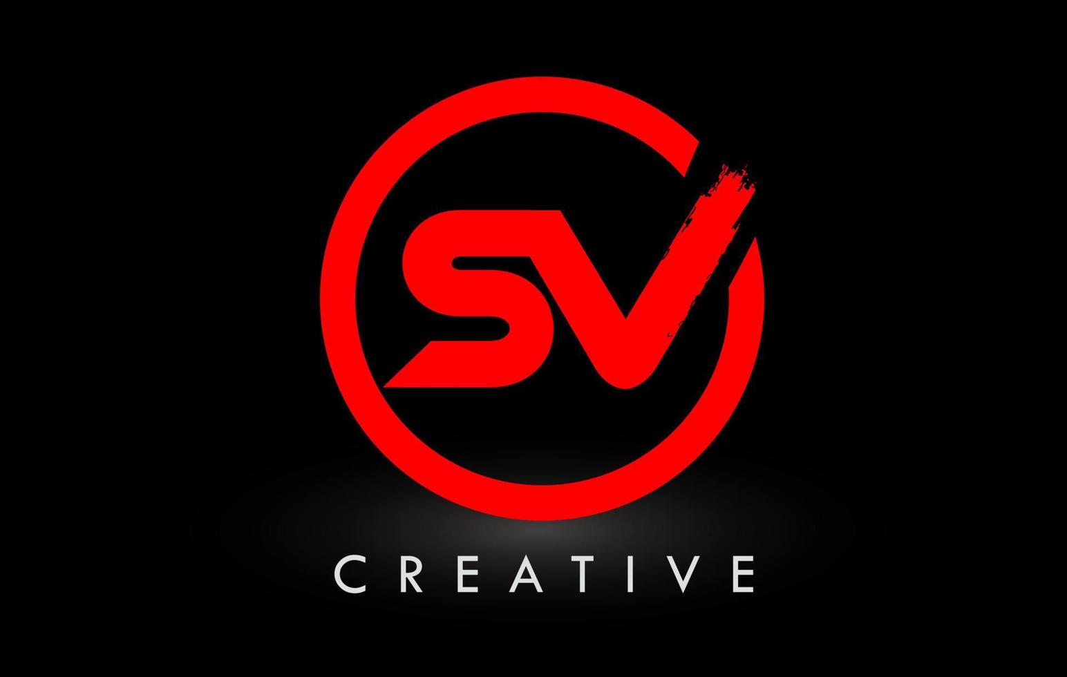 Logo-Design mit rotem SV-Bürstenbuchstaben. kreative gebürstete Buchstaben Symbol Logo. vektor