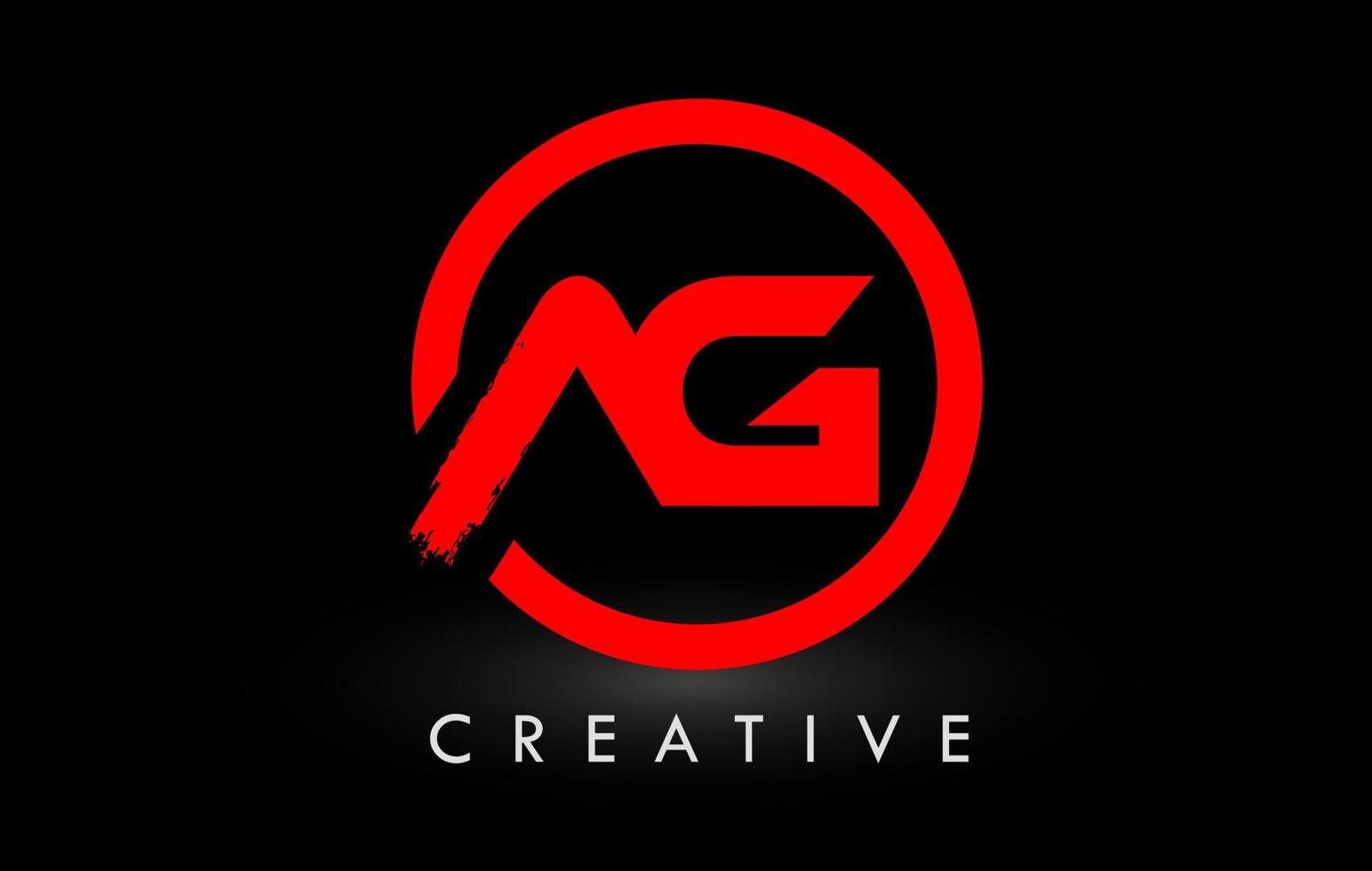 Logo-Design mit roten ag-Bürstenbuchstaben. kreative gebürstete Buchstaben Symbol Logo. vektor