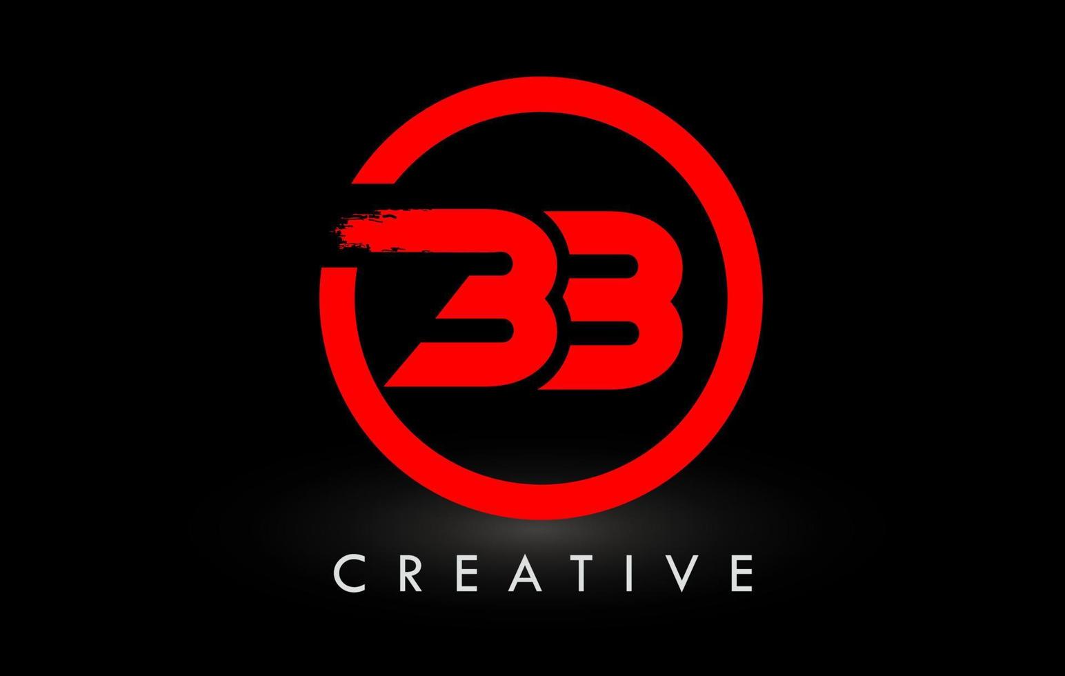 röd bb borsta brev logotyp design. kreativ borstat brev ikon logotyp. vektor