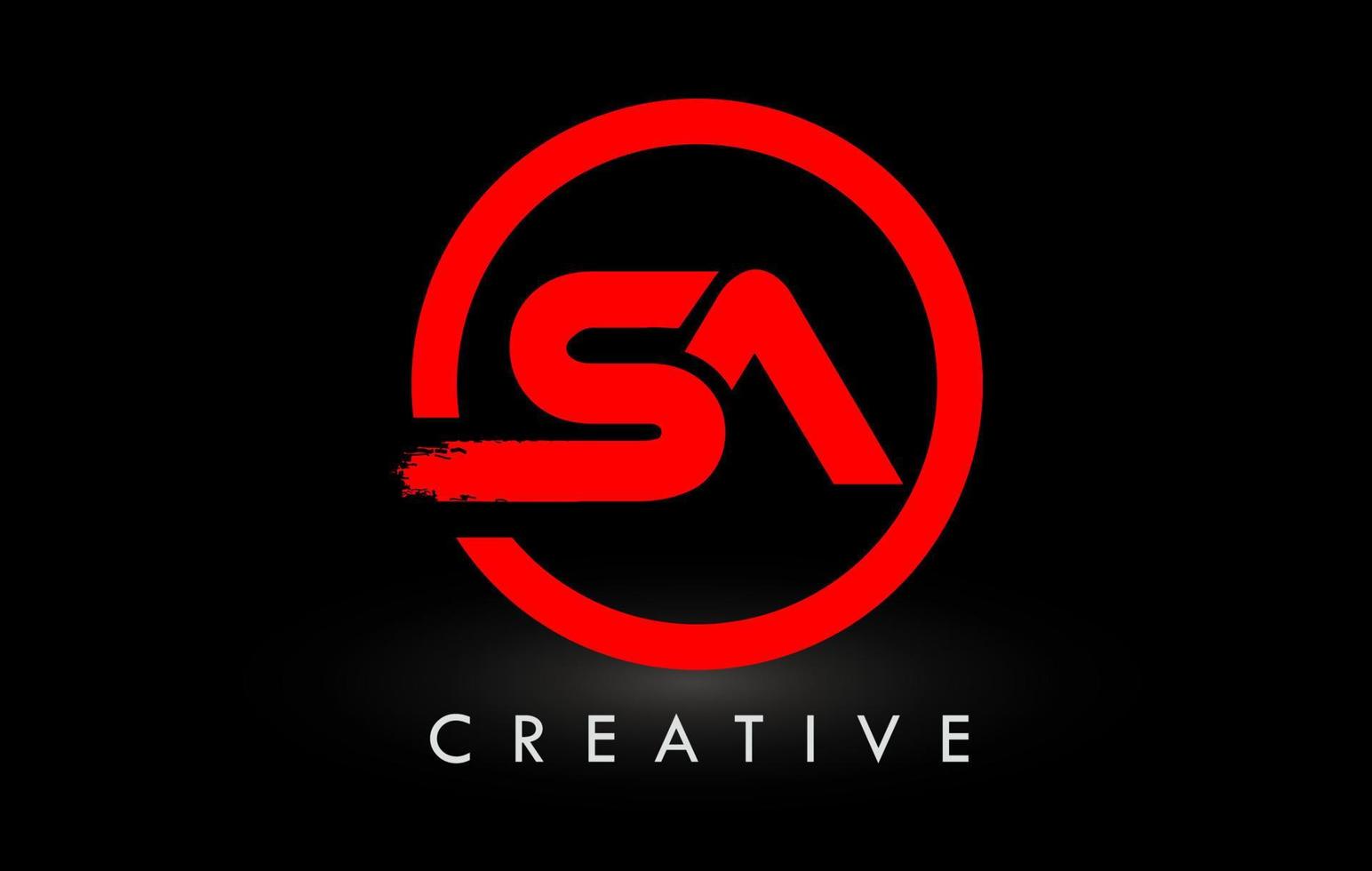 Logo-Design mit rotem sa-Bürstenbuchstaben. kreative gebürstete Buchstaben Symbol Logo. vektor