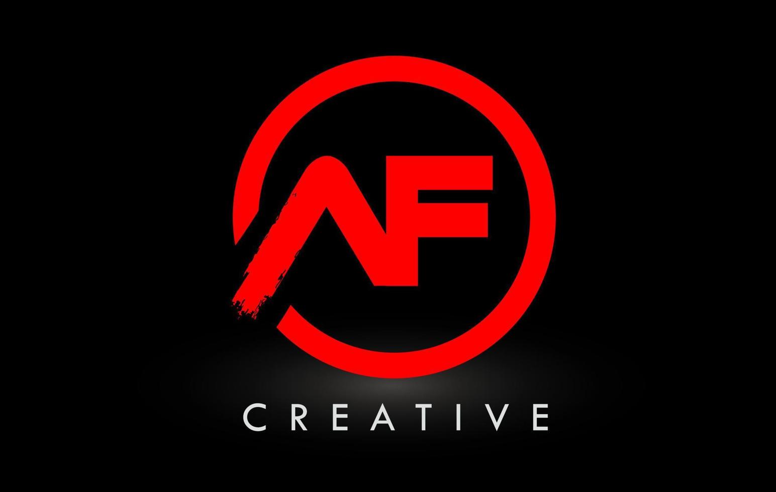 Logo-Design mit rotem AF-Bürstenbuchstaben. kreative gebürstete Buchstaben Symbol Logo. vektor