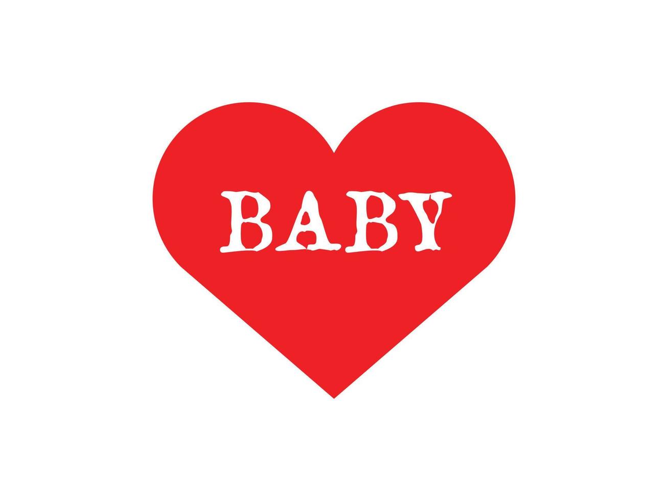 Babytypografie in roter Herzform auf weißem Hintergrund vektor