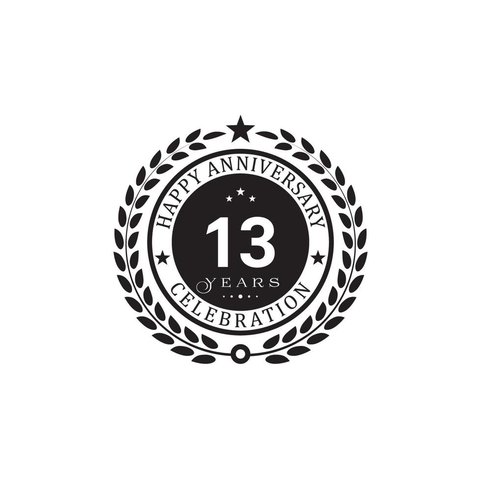 Jahrestag des schwarzen Kranzes. alles gute zum jubiläum 13 jahre feier. Vektorillustration auf weißem Hintergrund. vektor