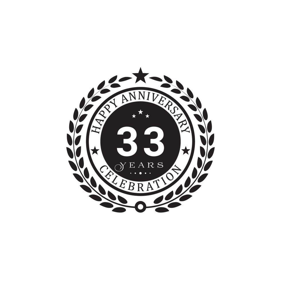 Jahrestag des schwarzen Kranzes. alles gute zum jubiläum 33 jahre feier. Vektorillustration auf weißem Hintergrund. vektor