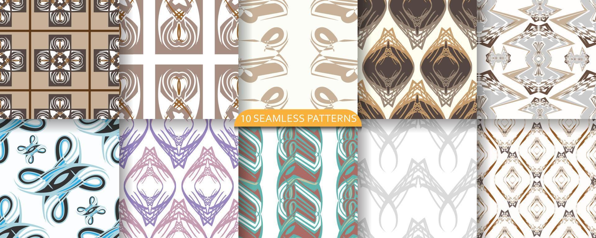 Reihe von nahtlosen Mustern. abstrakte Formen. Verpackung, Tapete, Design für Textilien, Vektor