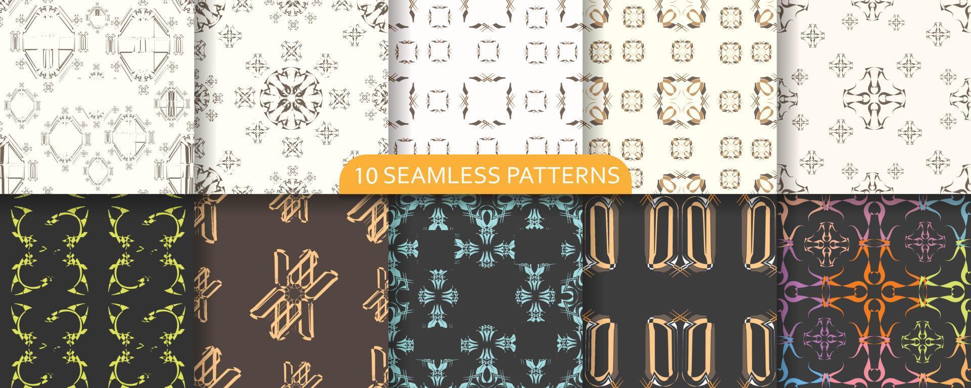 uppsättning av sömlös mönster. abstrakt former. förpackning, tapet, design för textilier, vektor