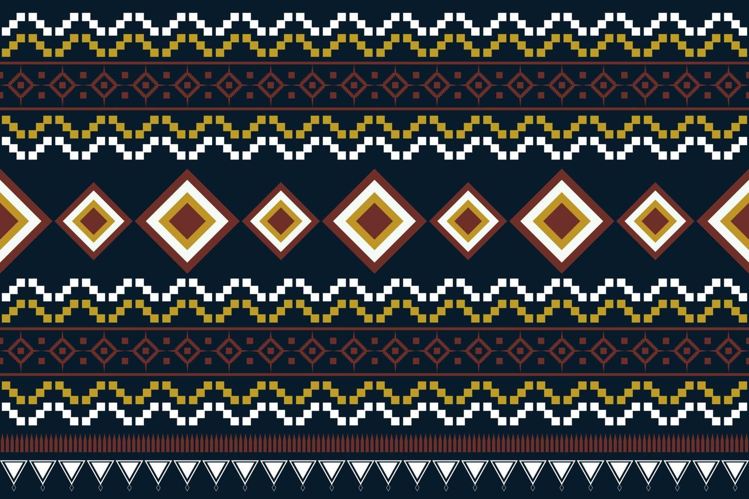 geometrischer stil des ethnischen stoffmusters. Sarong aztekisches ethnisches orientalisches Muster traditioneller dunkler marineblauer Hintergrund. abstrakt, vektor, illustration. Verwendung für Textur, Kleidung, Verpackung, Dekoration, Teppich. vektor