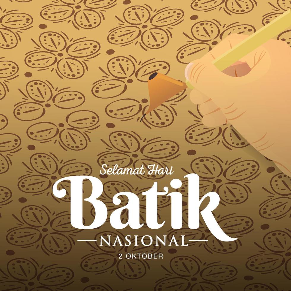 indonesiska Semester batik dag illustration.translation, oktober 02, Lycklig nationell batik dag. vektor