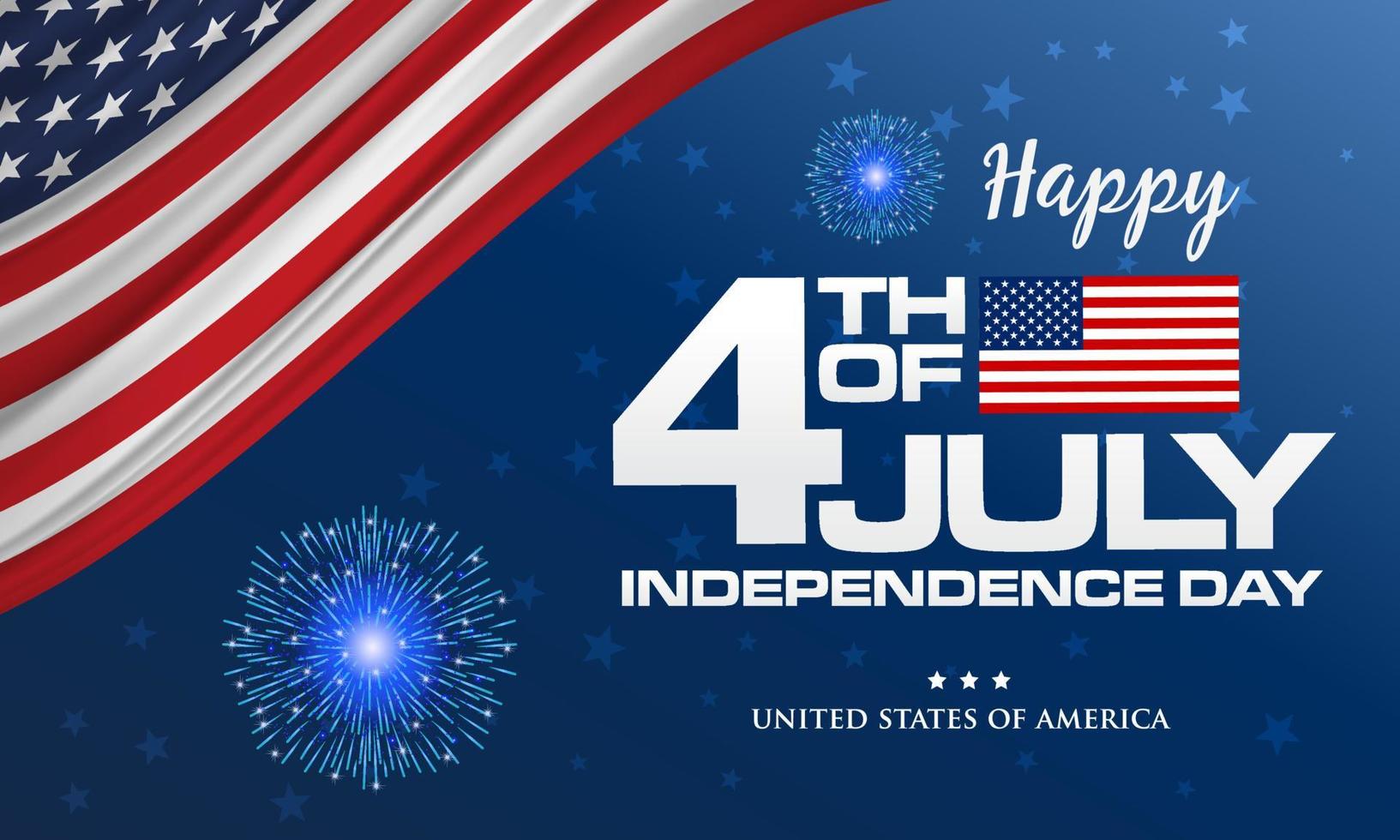 4:e av juli. Lycklig oberoende dag av Amerika baner med vinka flagga vektor