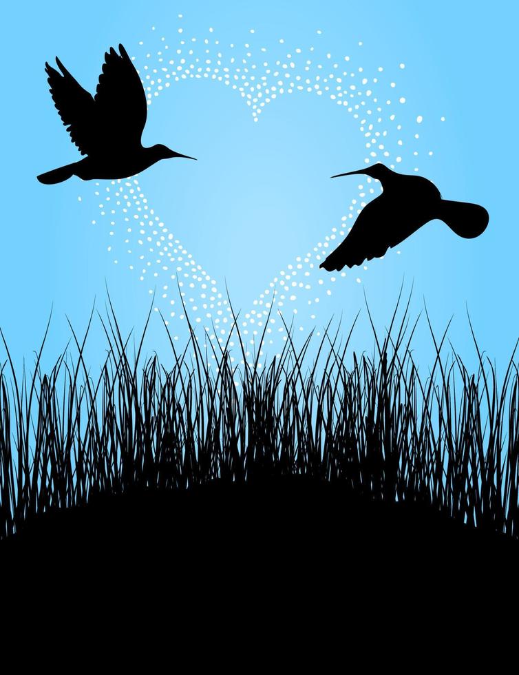 två fåglar flyga på en möte. en vektor illustration