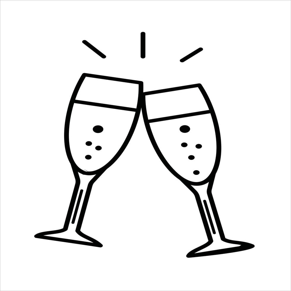 zwei gläser champagner isoliert auf weiß fizz.realistische flasche champagner. vektor