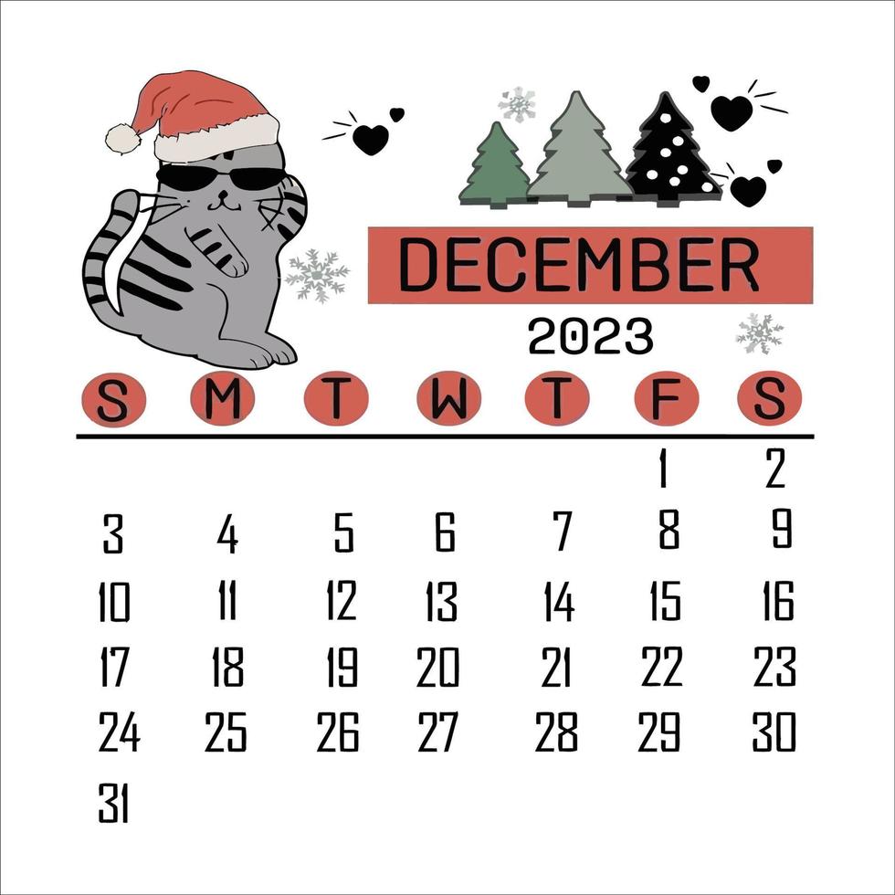 Kalender 2023 zum ausmalen vektor