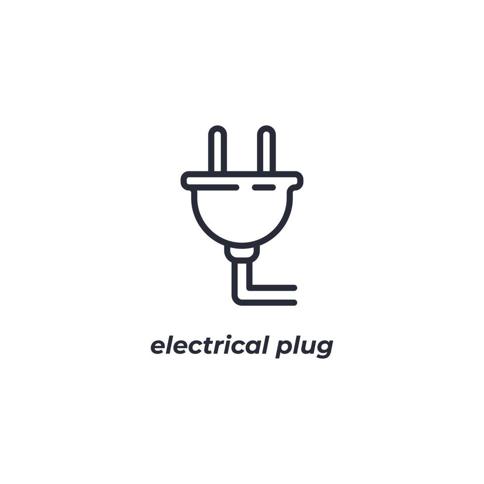 Vektorzeichen elektrisches Steckersymbol wird auf einem weißen Hintergrund lokalisiert. Symbolfarbe editierbar. vektor