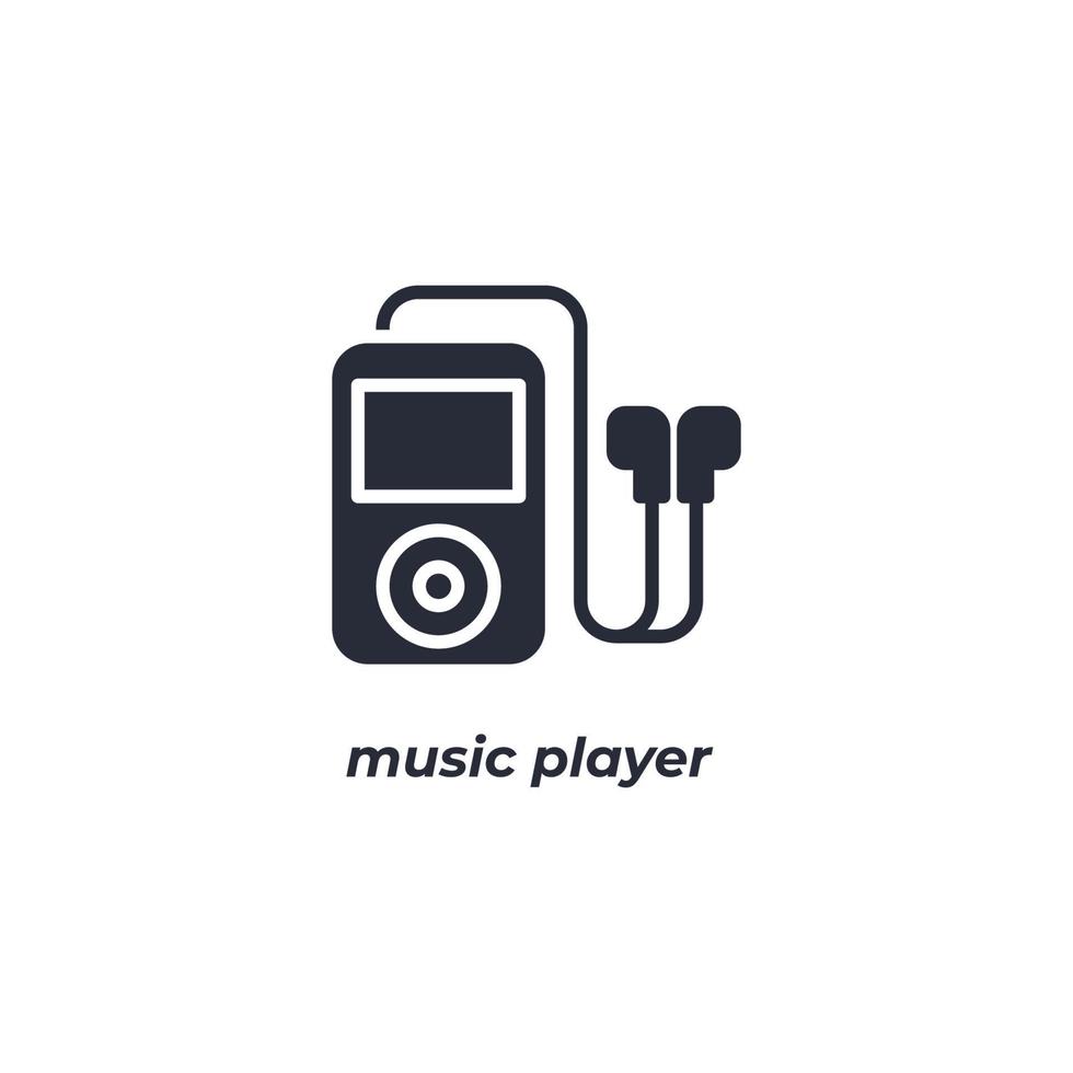 Vektor-Zeichen-Musik-Player-Symbol ist auf einem weißen Hintergrund isoliert. Symbolfarbe editierbar. vektor