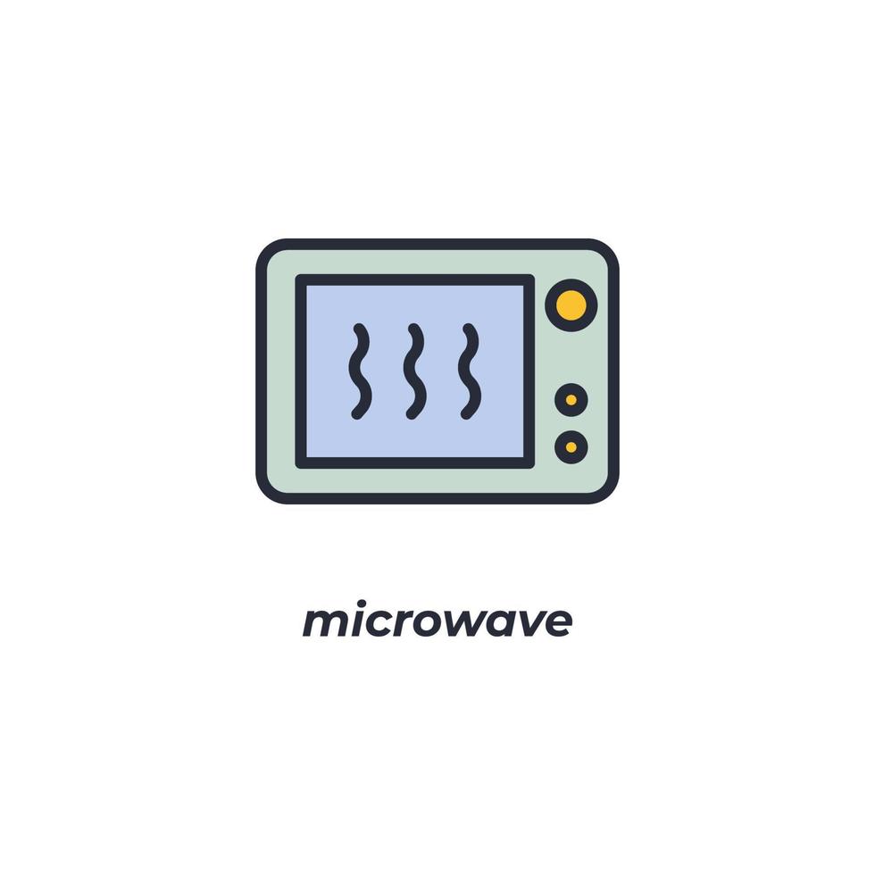 Vektorzeichen Mikrowellensymbol ist auf einem weißen Hintergrund isoliert. Symbolfarbe editierbar. vektor