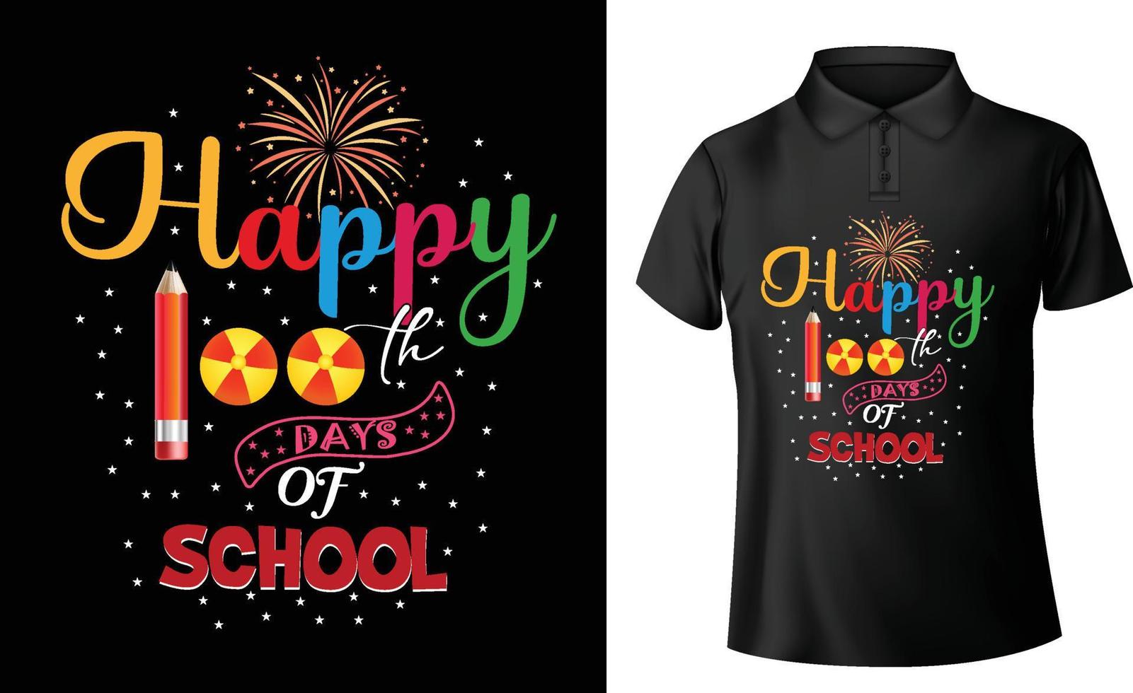 Lycklig 100:e dagar av skola text och typografi t skjorta design vektor