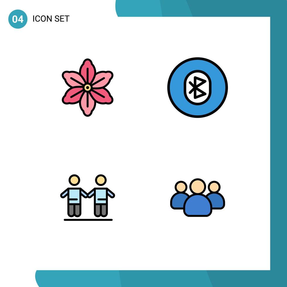 uppsättning av 4 modern ui ikoner symboler tecken för blomma bäst vår multimedia vänskap redigerbar vektor design element