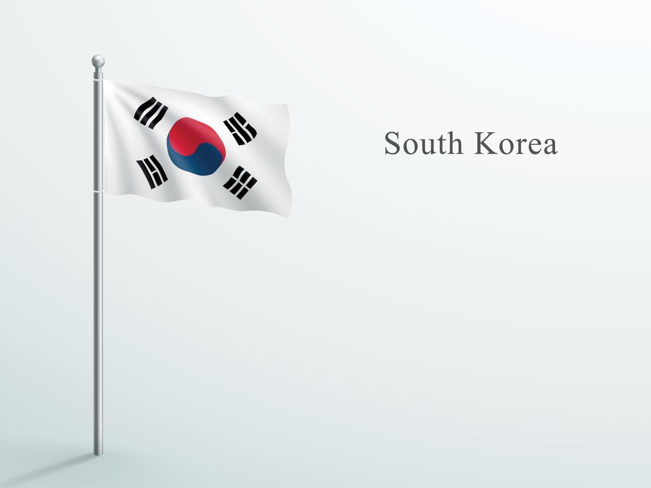 söder korea flagga 3d element vinka på stål flaggstång vektor