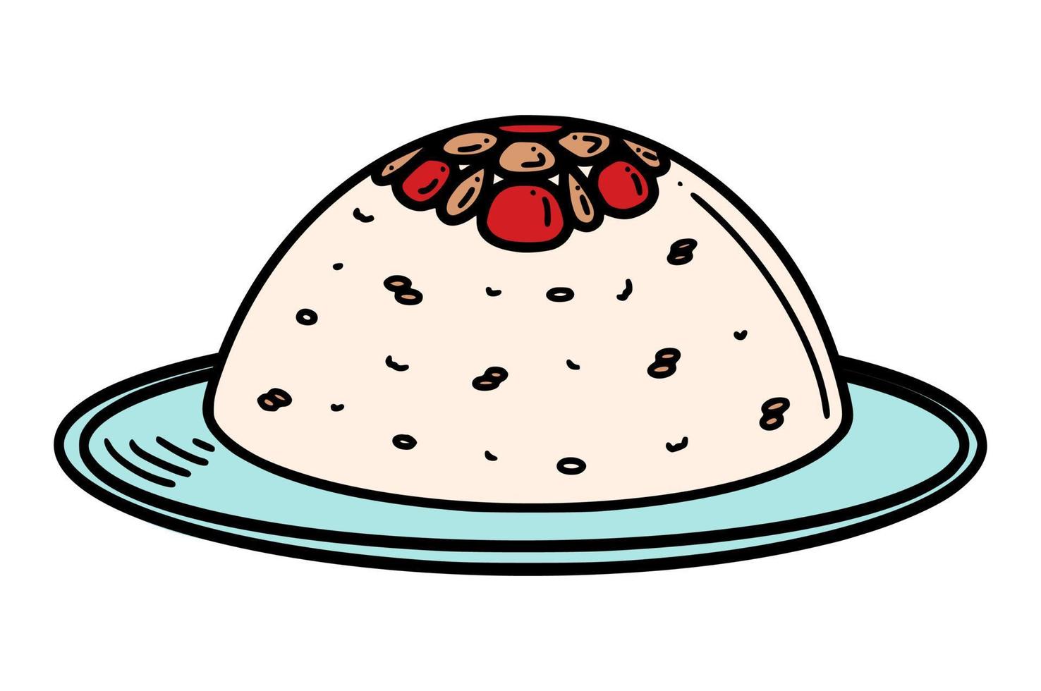 Acht-Schatz-Reis, chinesische Milchreis-Vektorillustration. chinesisches neujahrsdessert ba bao fan vektor