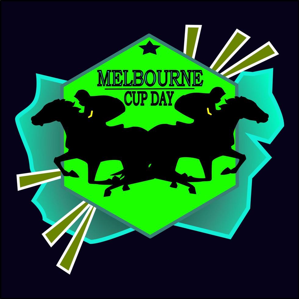 melbourne cup day typografie logo, vektorillustration. der melbourne cup findet am ersten dienstag im november statt und ist eines der berühmtesten pferderennen der welt. vektor