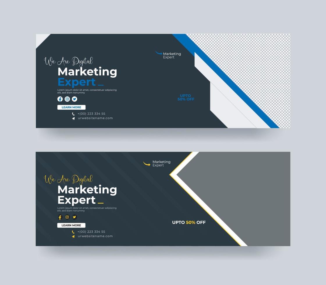 Banner-Design für digitale Marketing-Vorlagen für soziale Medien, Zeitachse für Werbung für digitales Geschäftsmarketing, Facebook und Cover-Vorlage für soziale Medien vektor