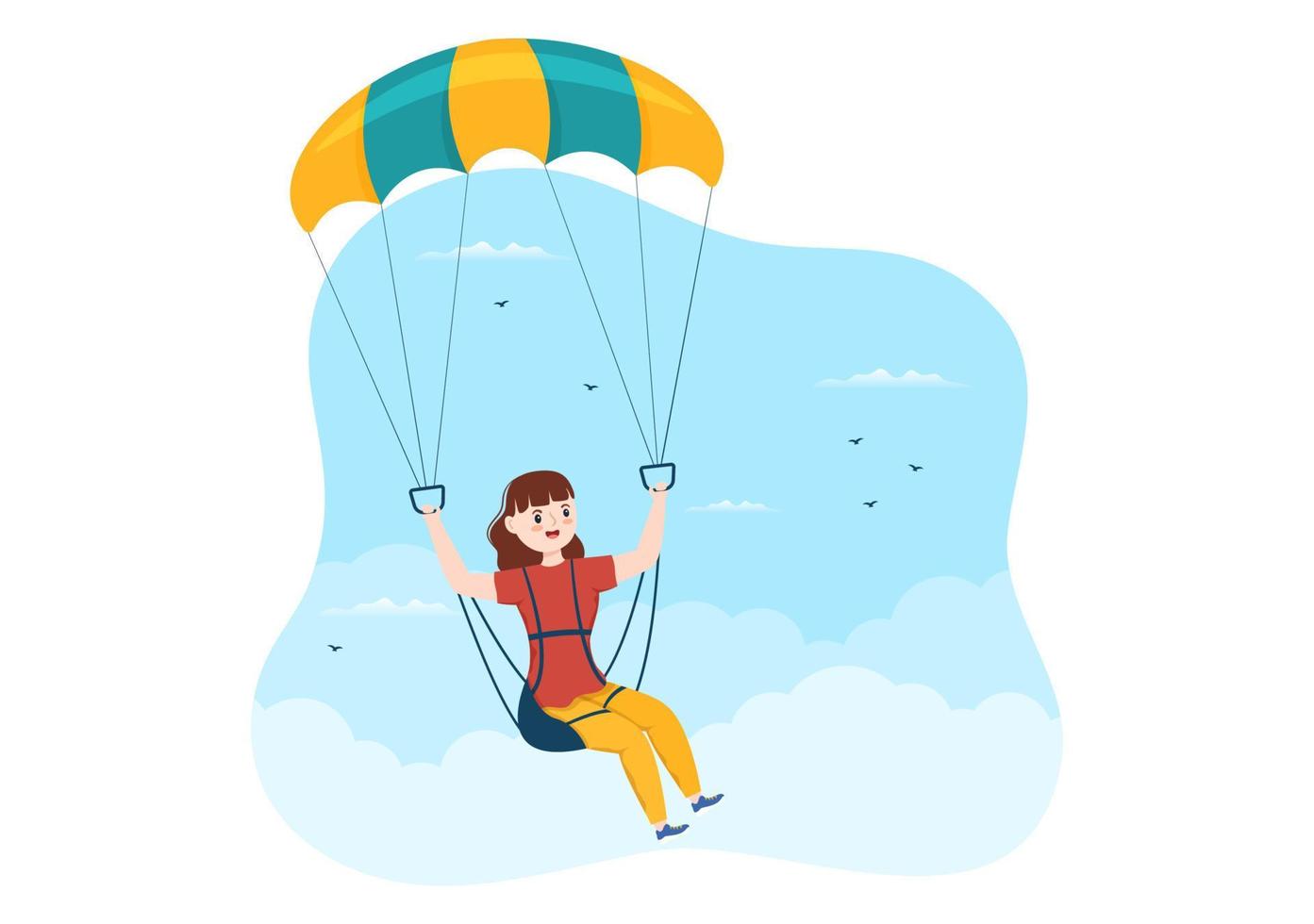 fallschirmspringen illustration mit fallschirmspringern verwenden fallschirm und himmelsprung für outdoor-aktivitäten in flachen handgezeichneten vorlagen für extreme sportkarikaturen vektor