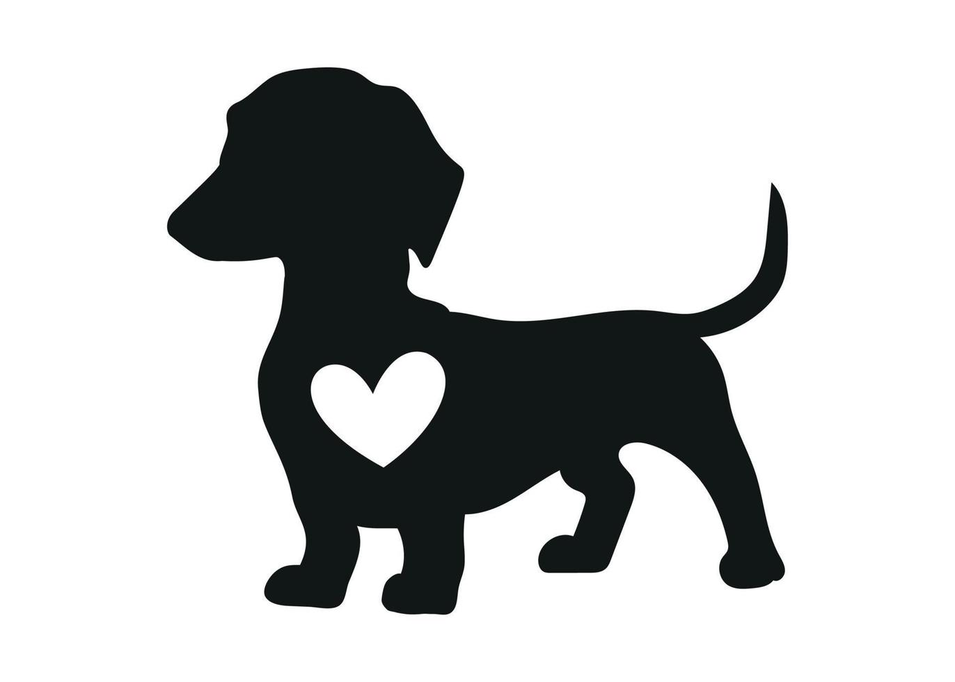 hund chihuahua silhuett hjärta ikon logotyp vektor