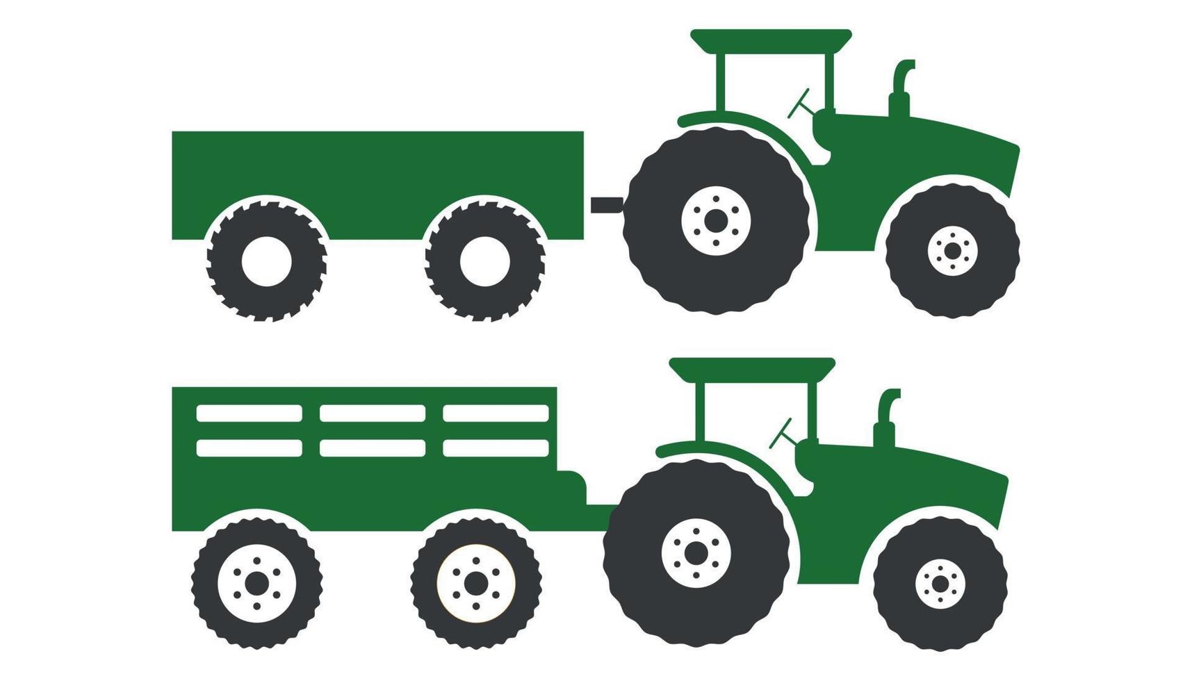 flacher Traktor auf weißem Hintergrund. Grünes Traktorsymbol - Elementvektorillustration. Ackerschlepper - Transport für den Bauernhof im flachen Stil. vektor