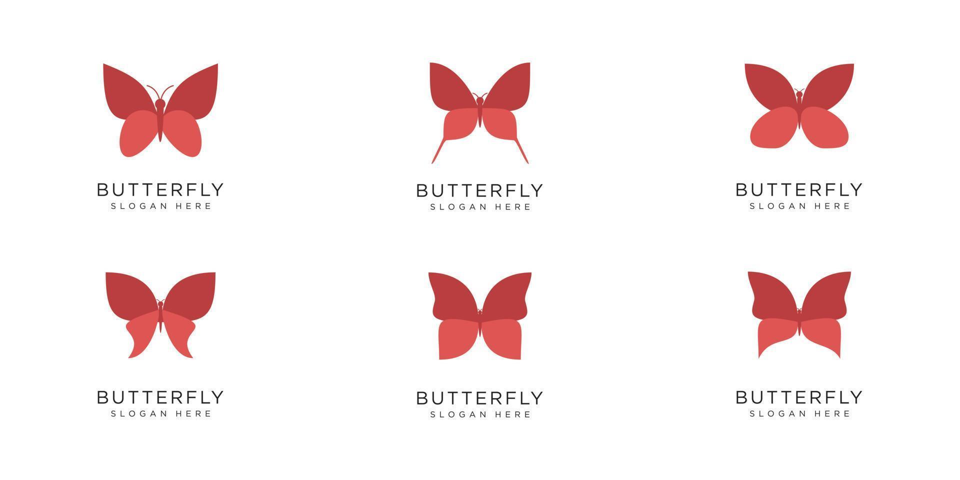 satz von schmetterling-logo-design-vorlage vektor