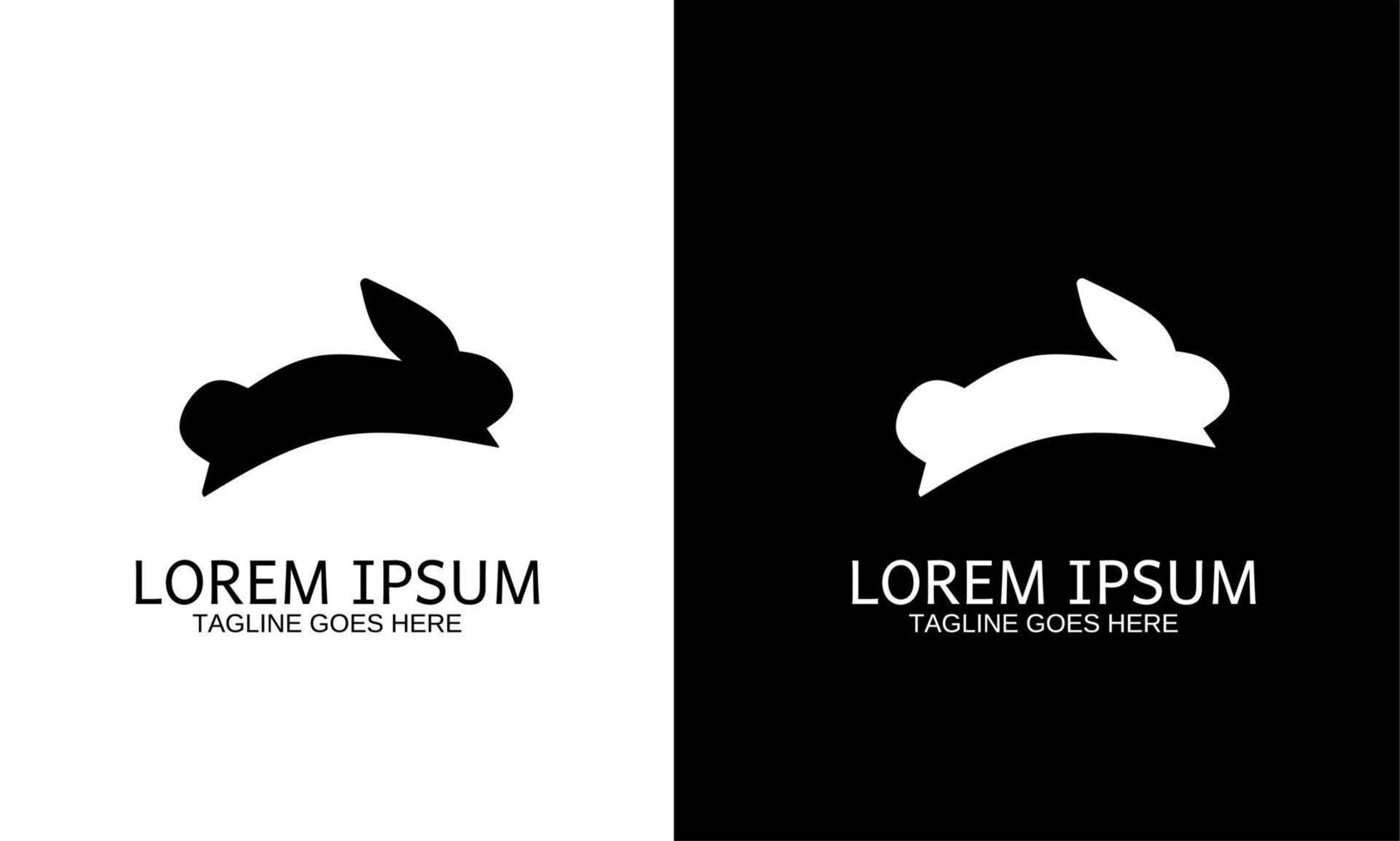 Abbildung Vektorgrafik Vorlage Logo Kaninchen schwarz-weiß Farbe einfach vektor