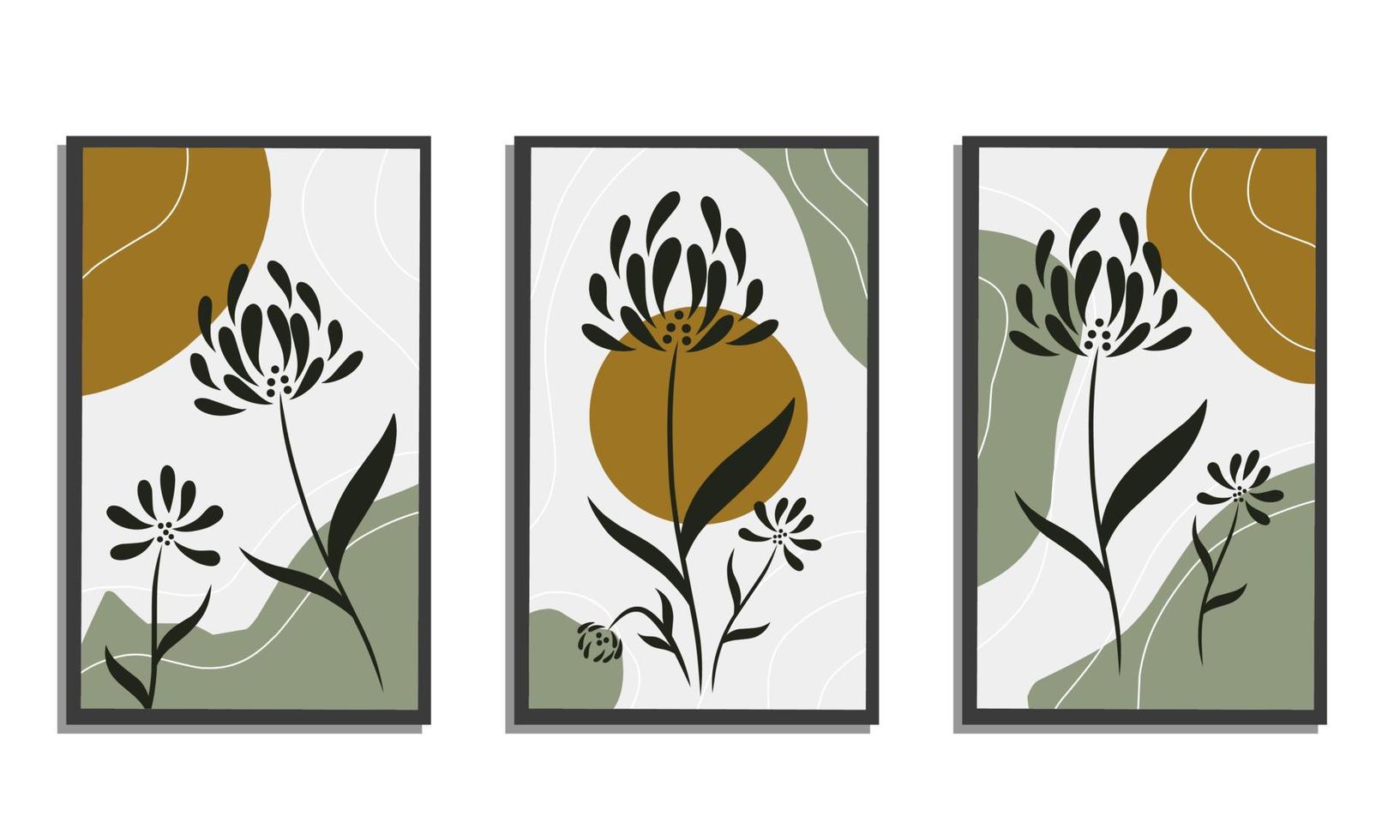 grafische vektorillustration des botanischen schablonendesigns der trendigen blumenpflanze im boho-stil vektor