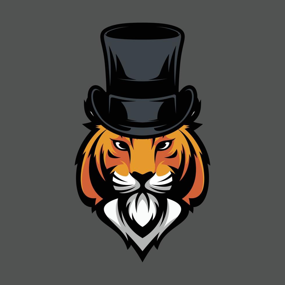 tiger tophat maskot design vektor