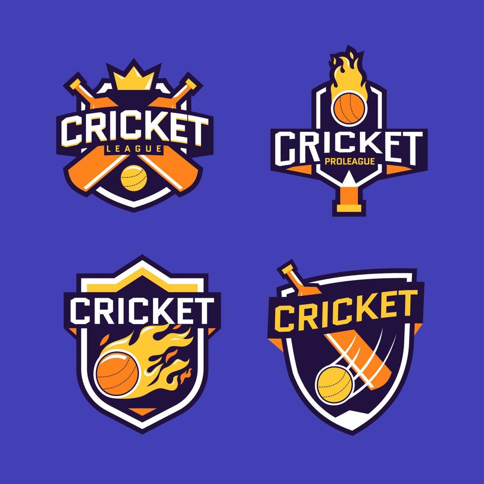 färgrik cricket sport logotyp uppsättning vektor