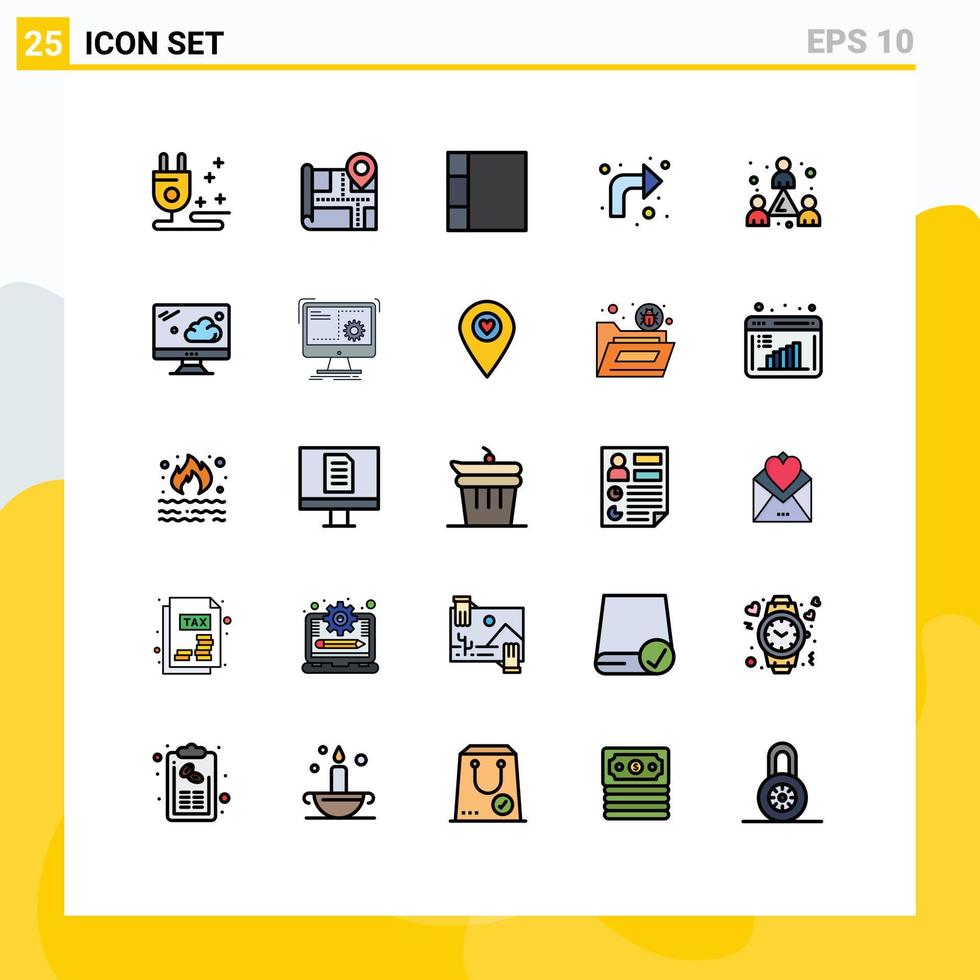 satz von 25 modernen ui-symbolen symbole zeichen für monitor team pfeile personalkollegen editierbare vektordesignelemente vektor