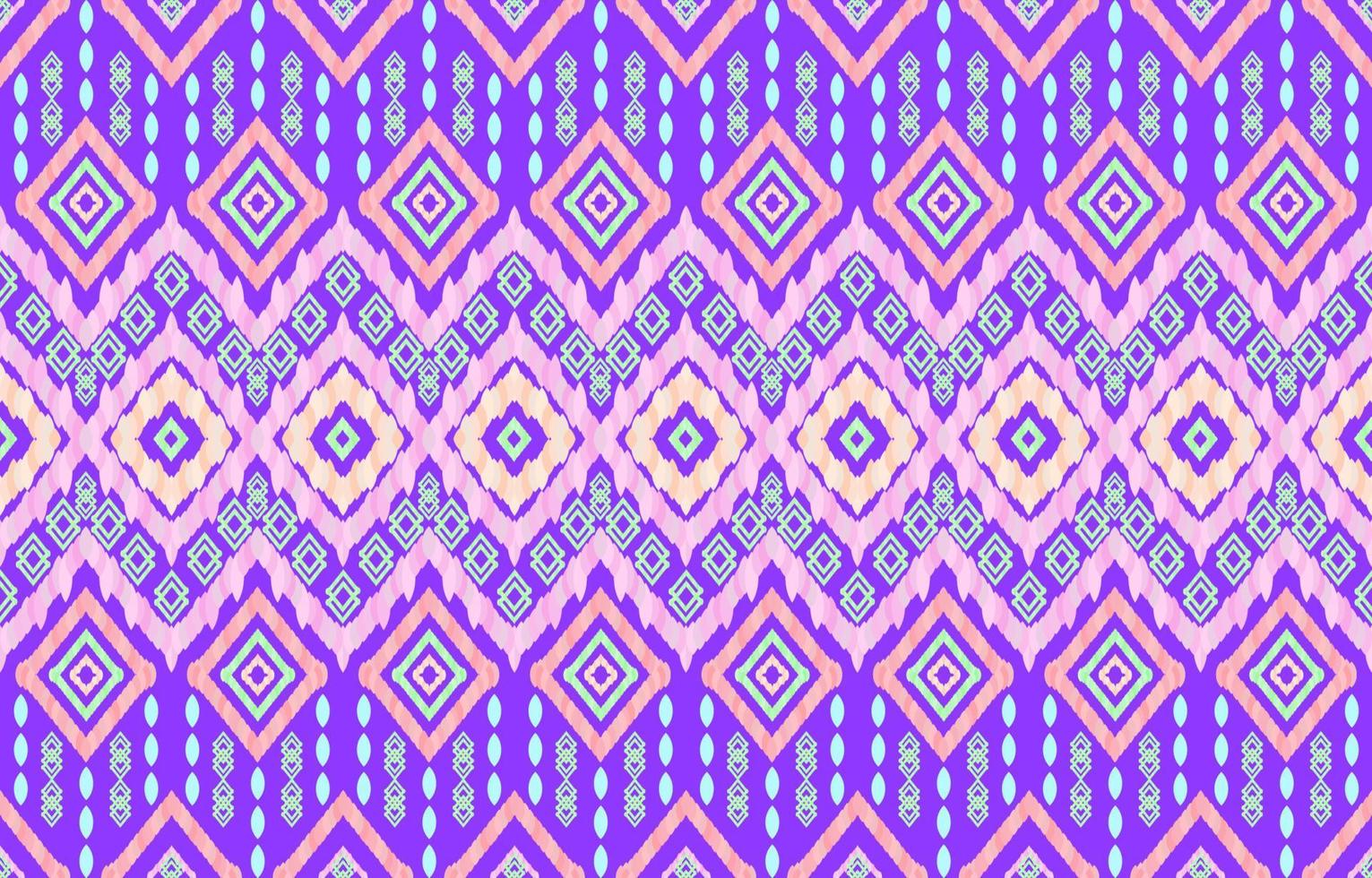 elegant pastell rosa Färg ikat mönster på lila bakgrund. geometrisk ris utsäde linje motiv retro stil. etnisk tyg ikat sömlös mönster. asiatisk folk ikat skriva ut vektor design för Kläder textil.