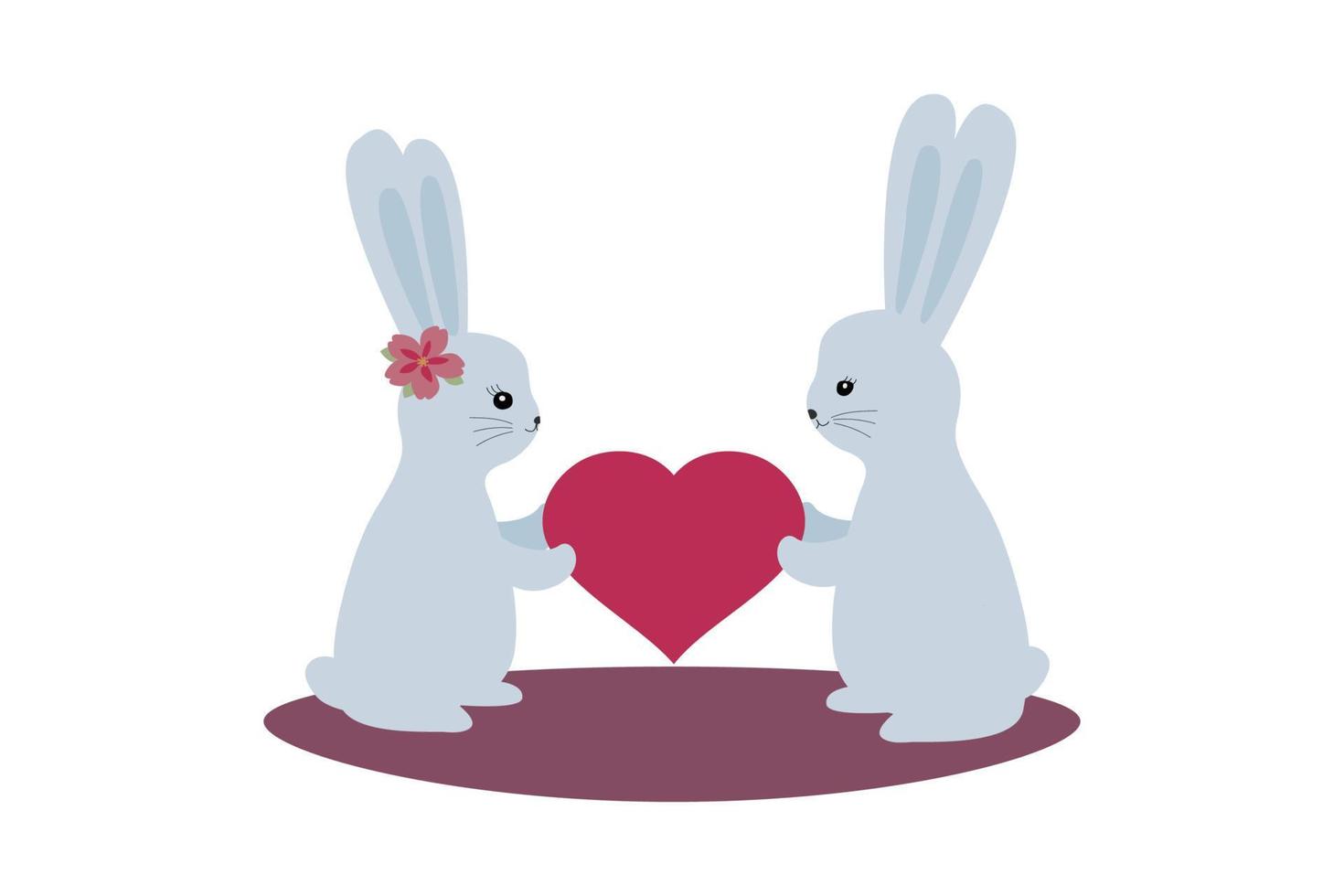 Lycklig påsk kort. illustration med söt kaniner och ägg. vektor illustration isolerat på vit bakgrund.