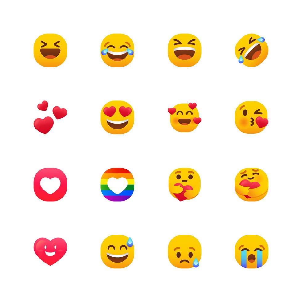 avrundad emoji ikoner uppsättning vektor