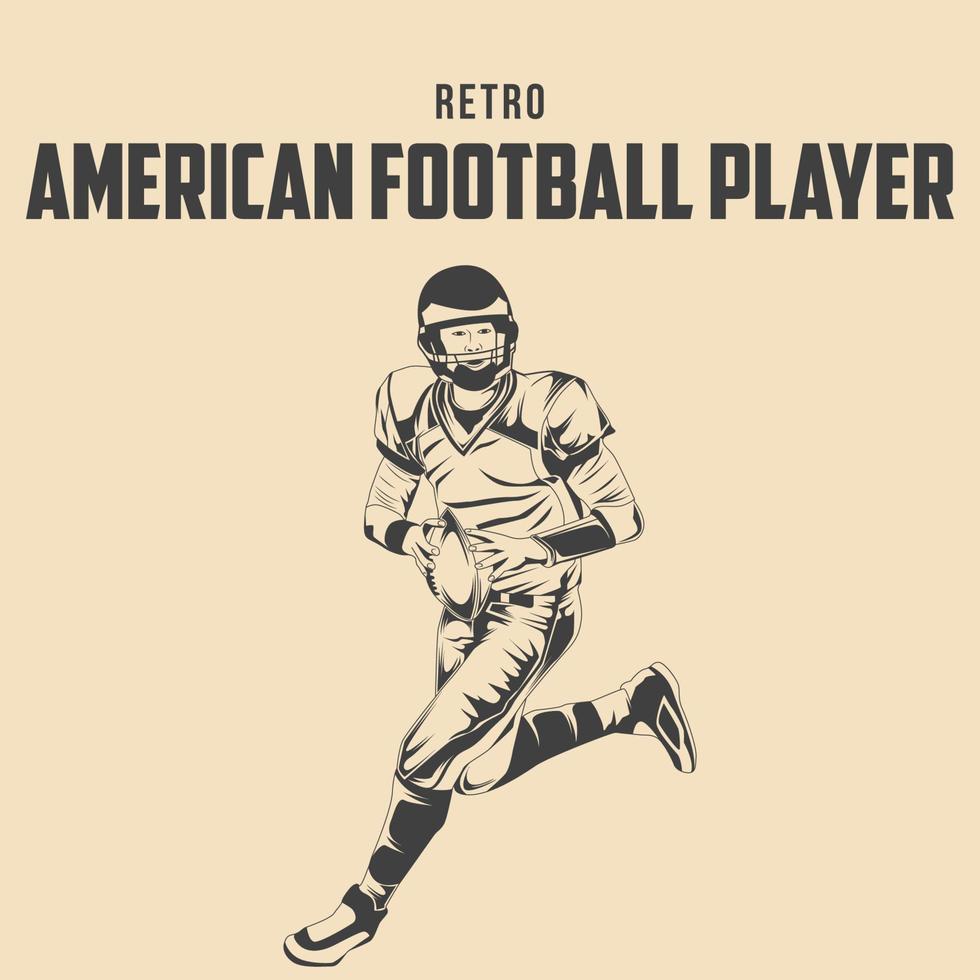 retro amerikan fotboll spelare vektor stock illustration