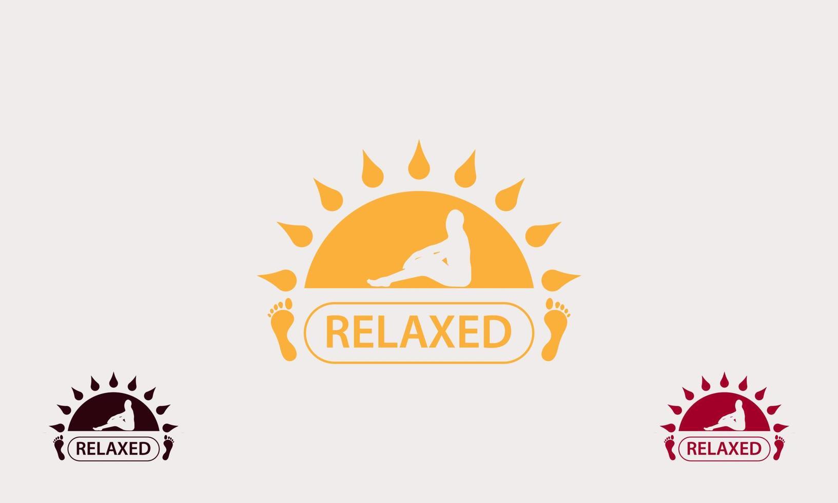 Frau sitzt entspannt in der Sonne Hintergrund Vektor-Logo-Symbol vektor