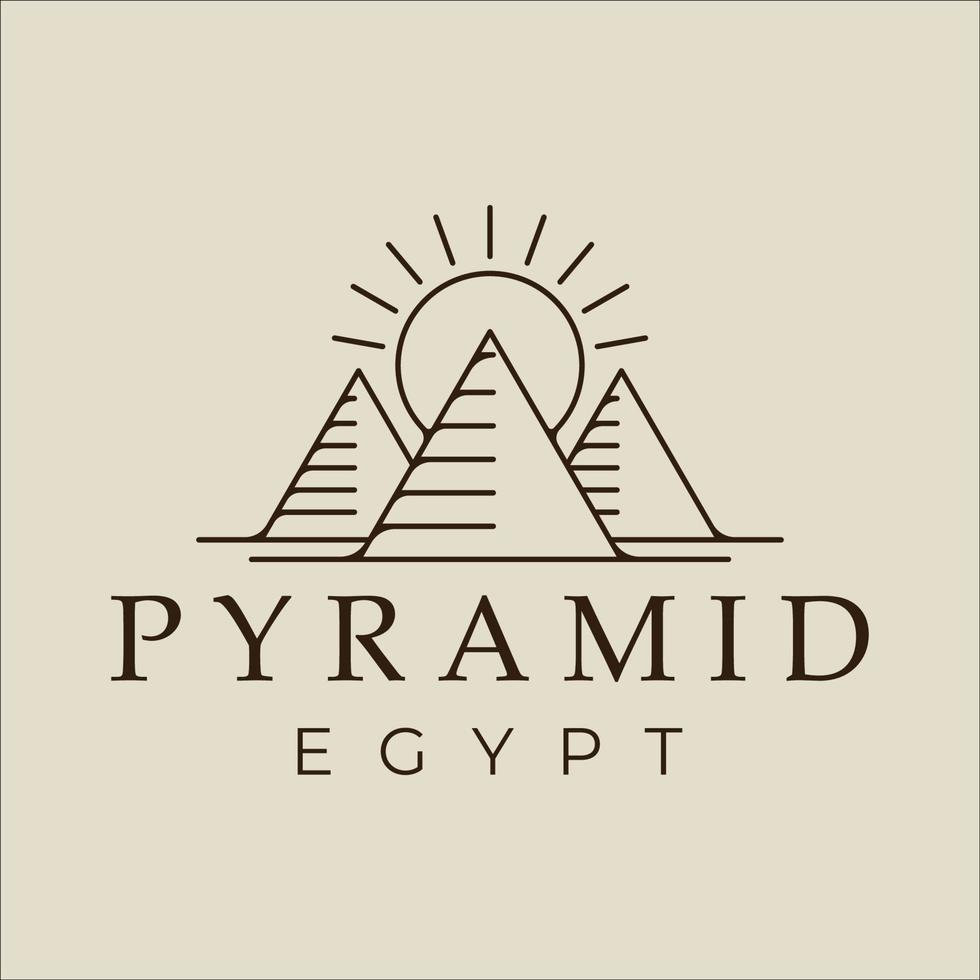 Pyramide Logo Strichzeichnungen Vektor einfache Illustration Vorlage Symbol Grafikdesign. ägypten-zielzeichen oder symbol für reiseunternehmen mit minimalistischem konzept