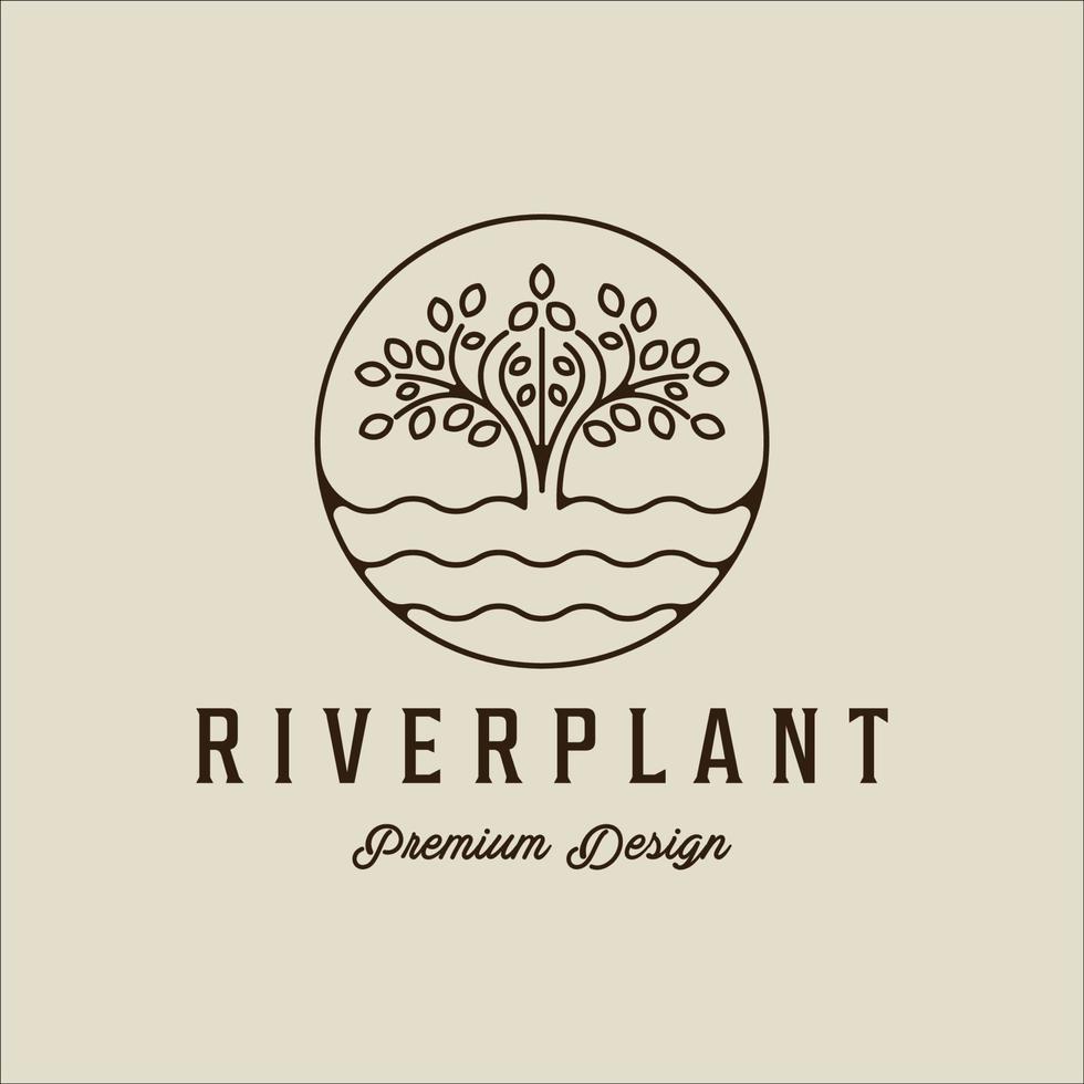 Fluss Pflanze Reed Logo Strichzeichnungen Vektor einfache Illustration Vorlage Symbol Grafikdesign. Cattails Gras Naturzeichen oder Symbol für natürliches Umweltkonzept mit Typografie