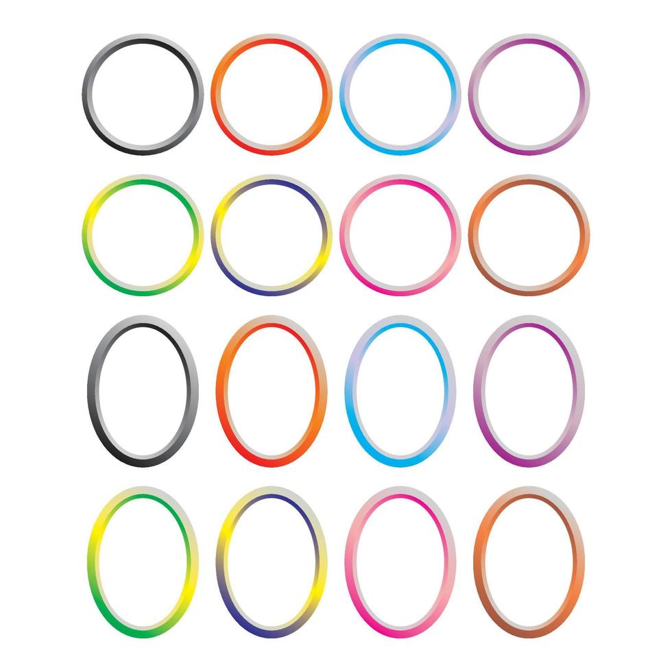 oval runda Färg uppsättning. runda oval vektor illustration