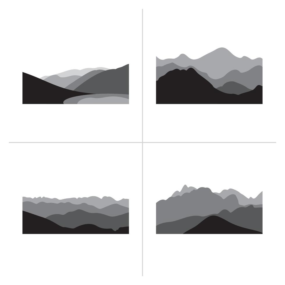 Bergvektorillustration in einfachen schwarzen weißen grauen Farben. vektor